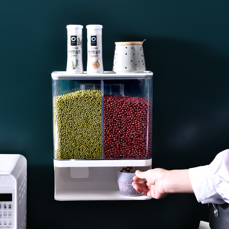 Grain Storage Box Kitchen Wall-Mounted Storage Tank Moisture-Proof Sealed Tank Cereal Dispensing Machine Grain Tank