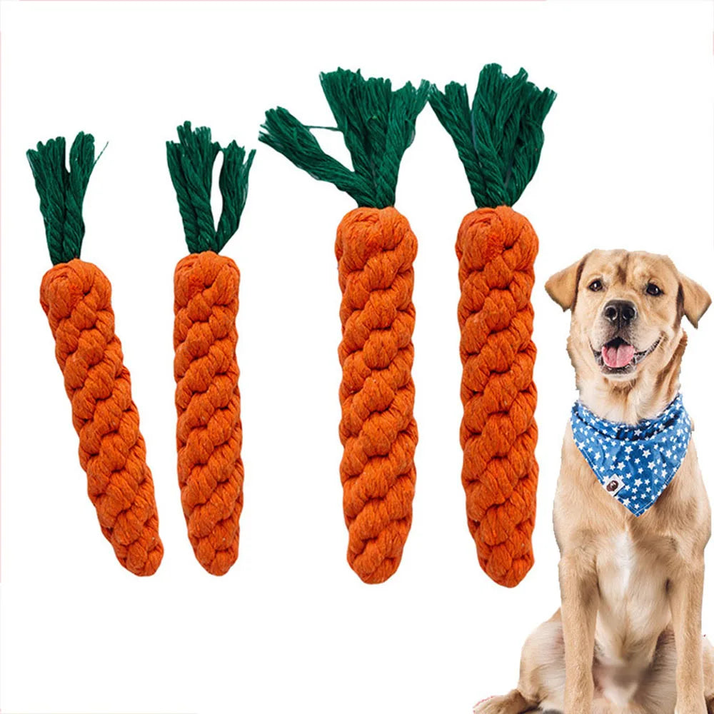 🐶 Juguete de cuerda para perros en forma de zanahoria – Limpieza dental y entretenimiento