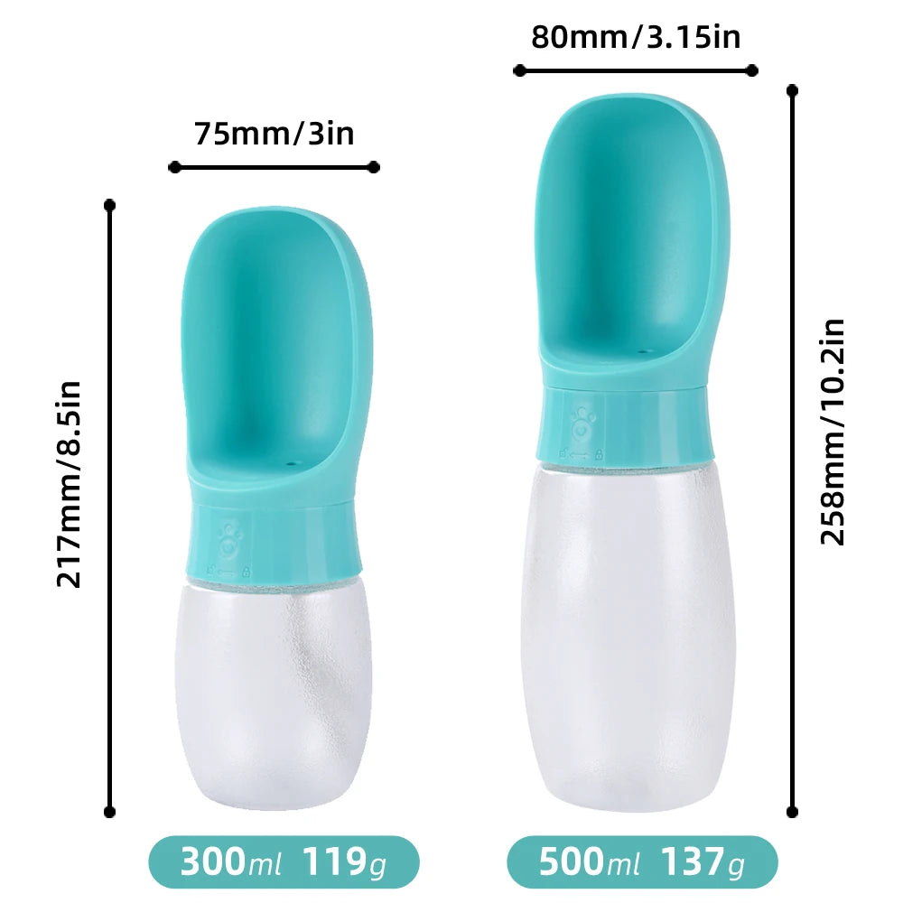 🐶 Botella de agua portátil para perros 300ml / 500ml – Ideal para paseos largos y viajes