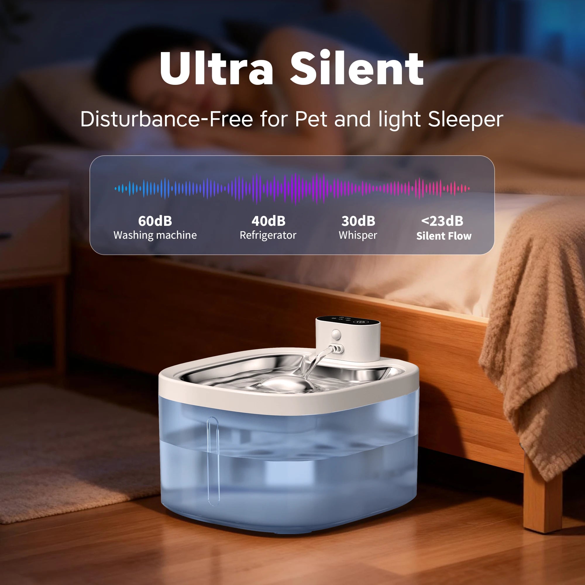 Wireless Smart Pet Water Dispenser, Automatic Pet Water Fountain, with Filte and Silent Pumpr , for Dog Cat Essentials 3.5L