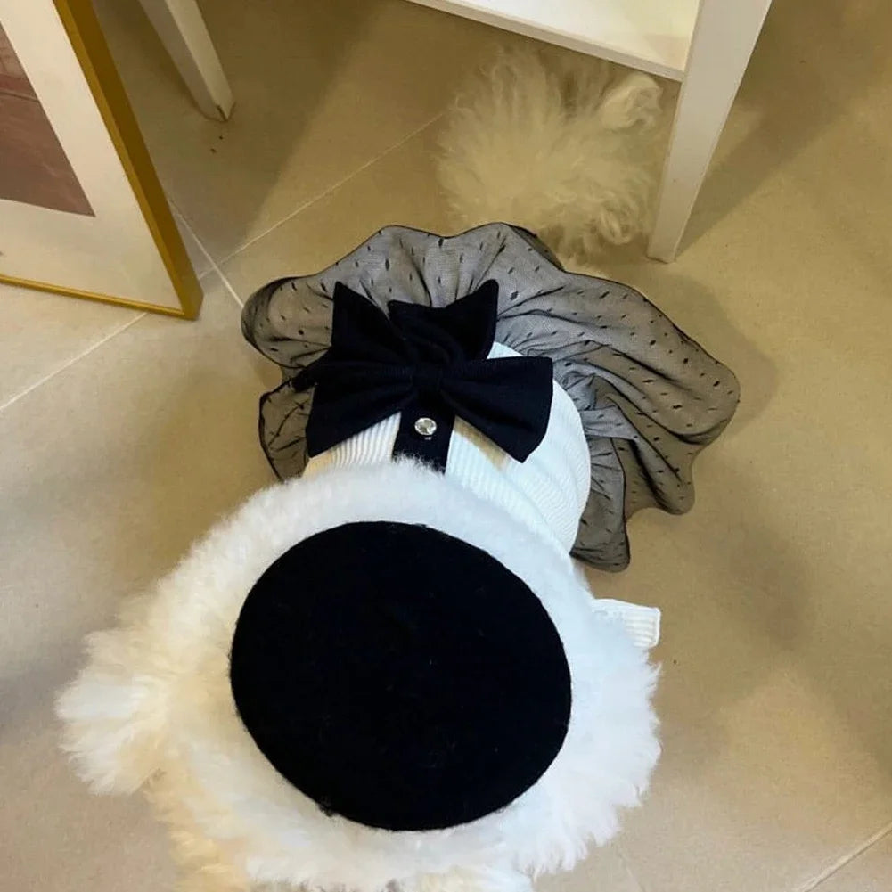 Dog Dress for Small Dogs Luxury Summer Puppy Clothes Bow Lace Dog Skirt Black White Dog T Shirt Girls Dog Costume Chihuahua Vest