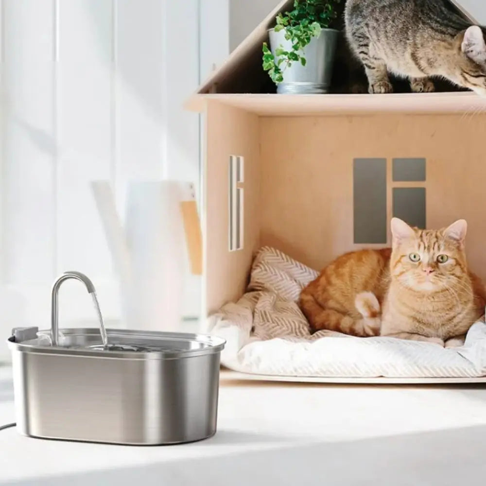 3.2L Smart Cat Water Fountain Automatic Low Noise Pet Water Dispenser Stainless Steel Large Capacity Pet Water Drinker Holiday