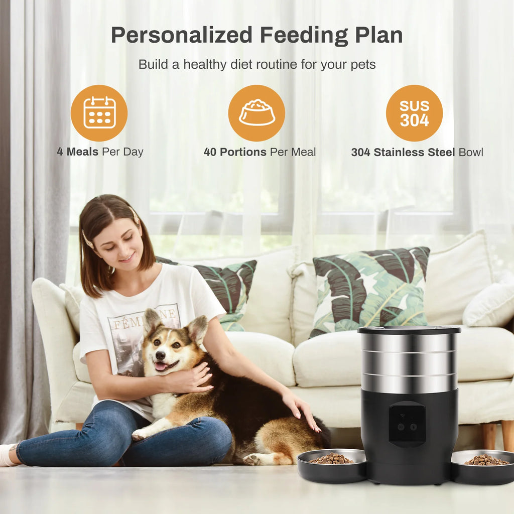 4.5L TuYa APP Automatic Pet Water Fountain Feeder Button Version Auto Cat Drink Smart Dispenser For Cats Dog Dry Food Bowl