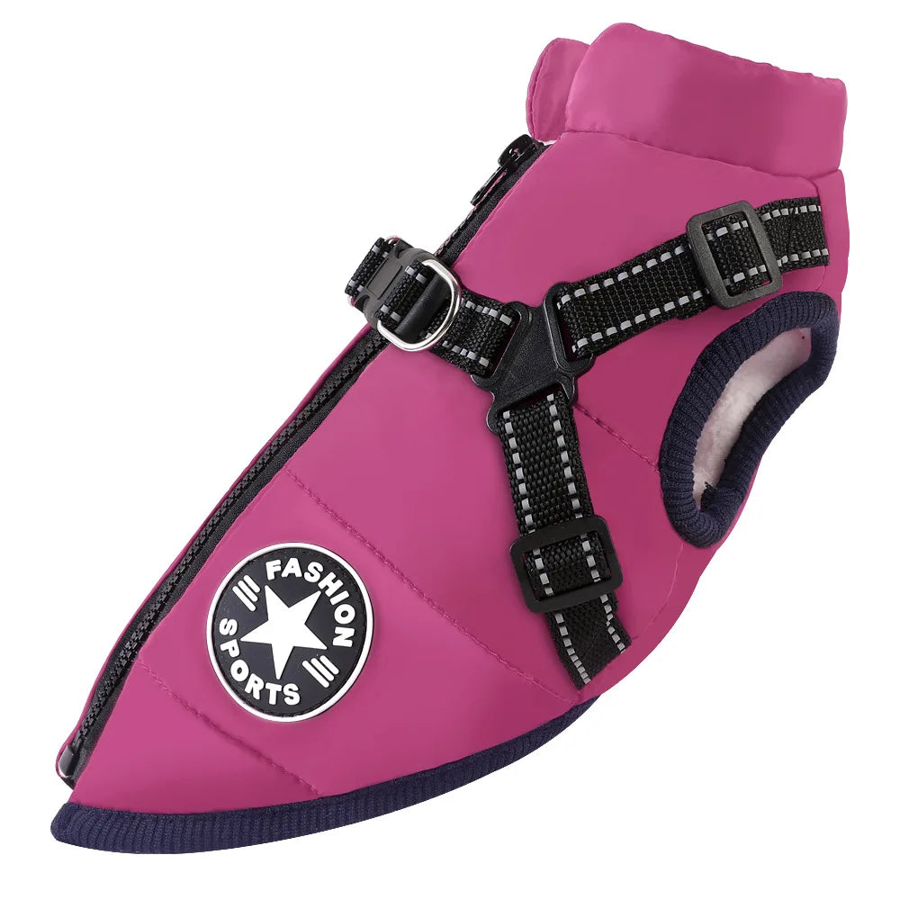 Winter Warm Pet Dog Jacket with Harness Waterproof Dog Coat Vest for Small Medium Chihuahua French Bulldog Outdoor Dog Clothes