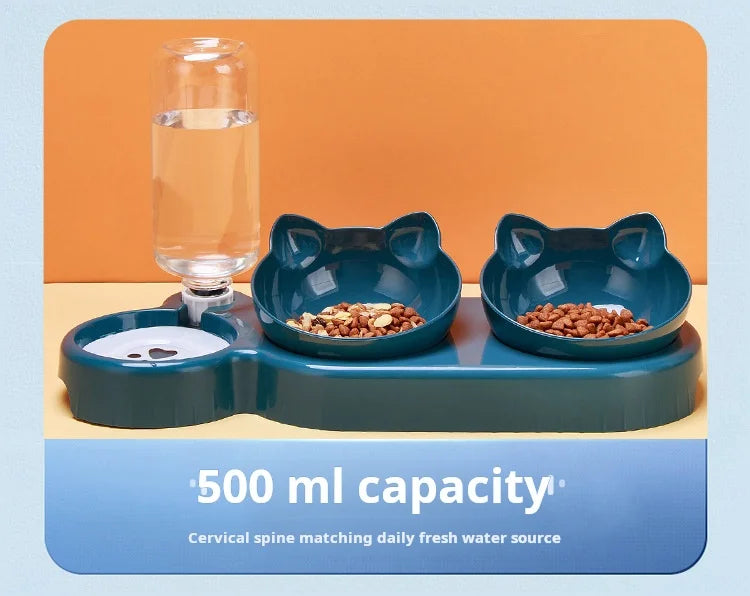 🐱 Comedero 3 en 1 para gatos con dispensador de agua | Antivuelco, inclinado y cómodo ⭐ 4.8/5 (1.500+ clientes)
