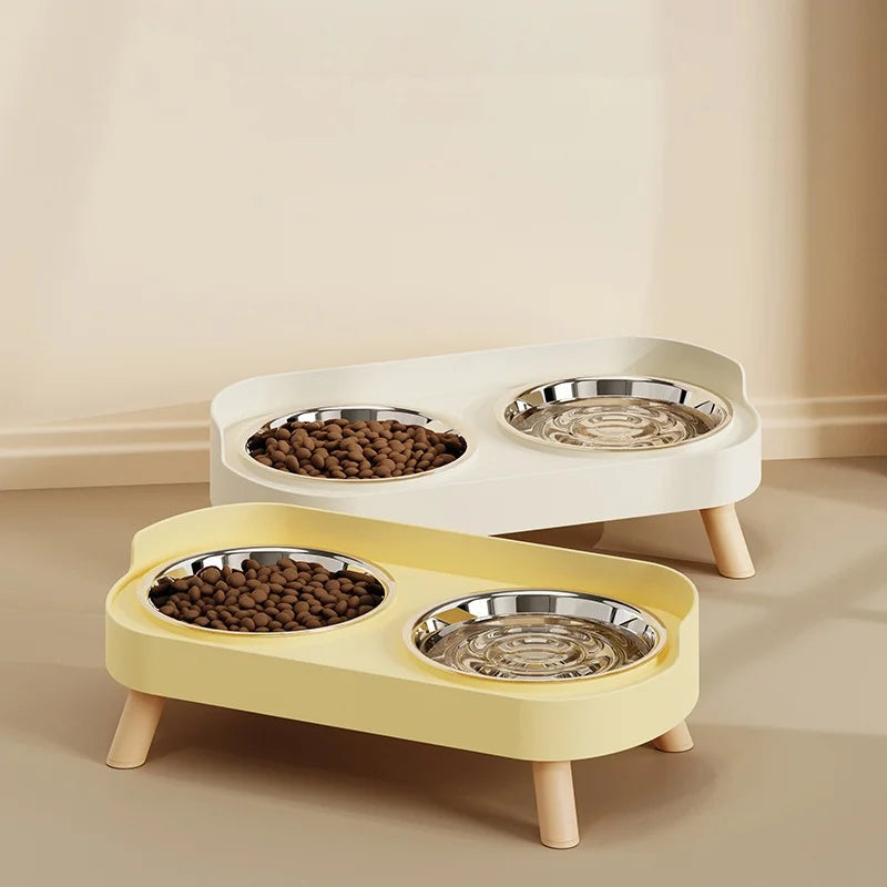 🐱 Comedero doble elevado para gatos de acero inoxidable | Antivuelco, cómodo y limpio ⭐ 4.8/5 (1.700+ clientes)