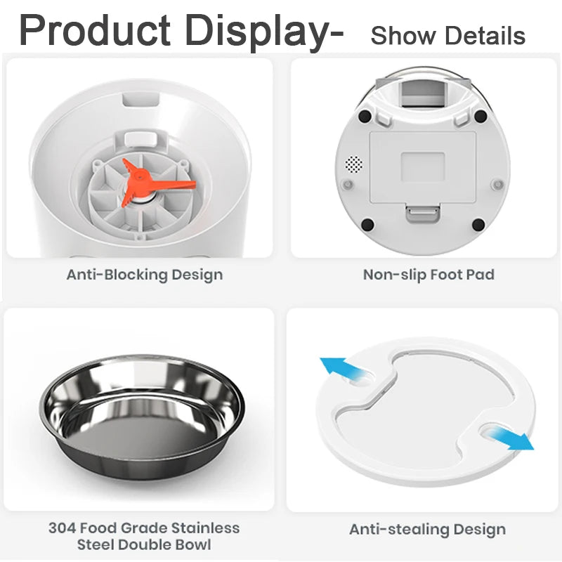 4.5L WIFI APP Automatic Pet Feeder Dry Food Dispenser Voice Recorder Timer Feeding Vending for Large Cats Dogs Smart Pet Bowl