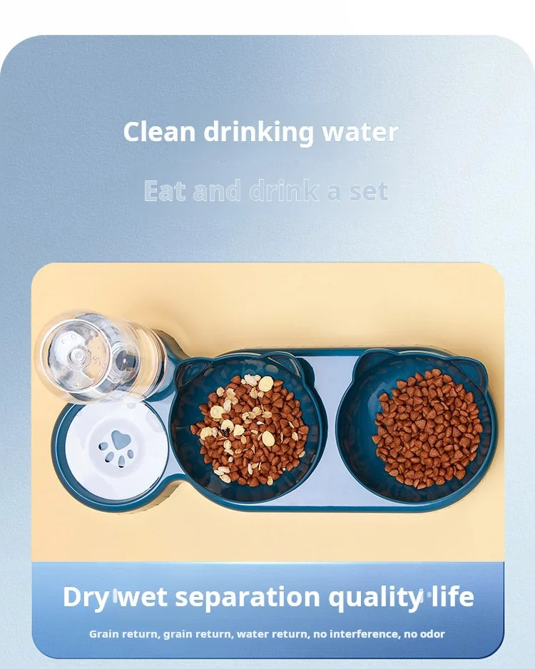 🐱 Comedero 3 en 1 para gatos con dispensador de agua | Antivuelco, inclinado y cómodo ⭐ 4.8/5 (1.500+ clientes)