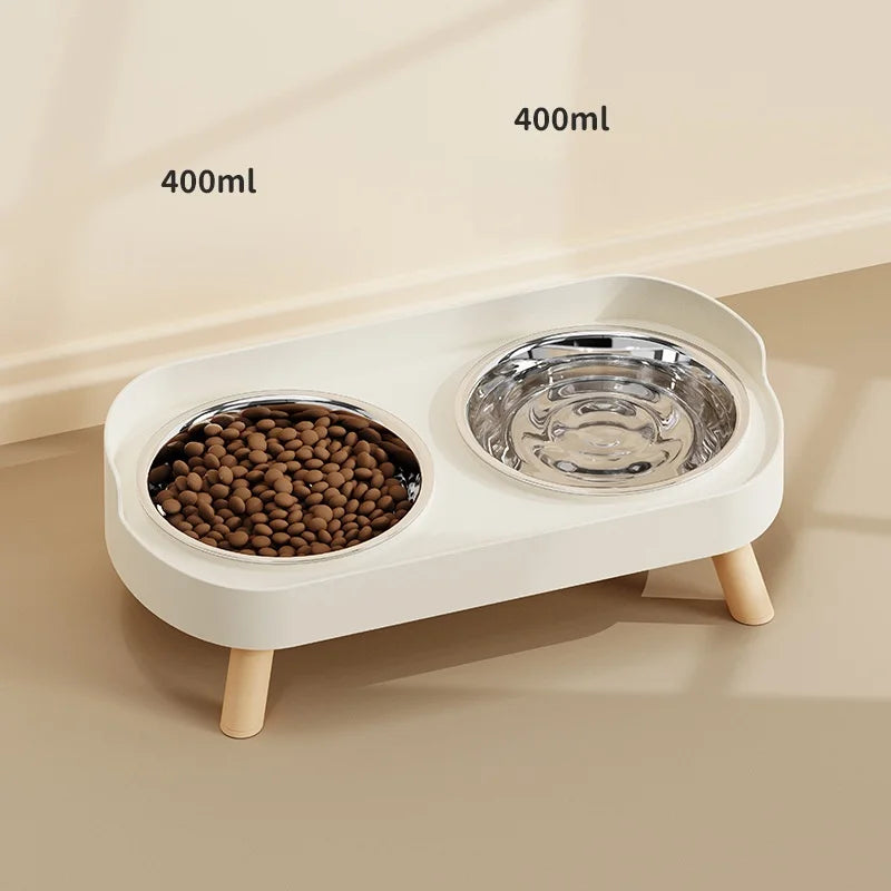 🐱 Comedero doble elevado para gatos de acero inoxidable | Antivuelco, cómodo y limpio ⭐ 4.8/5 (1.700+ clientes)