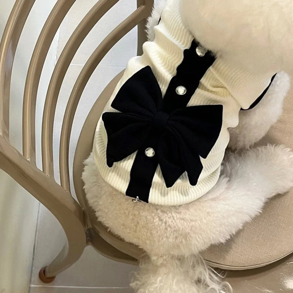 Dog Dress for Small Dogs Luxury Summer Puppy Clothes Bow Lace Dog Skirt Black White Dog T Shirt Girls Dog Costume Chihuahua Vest