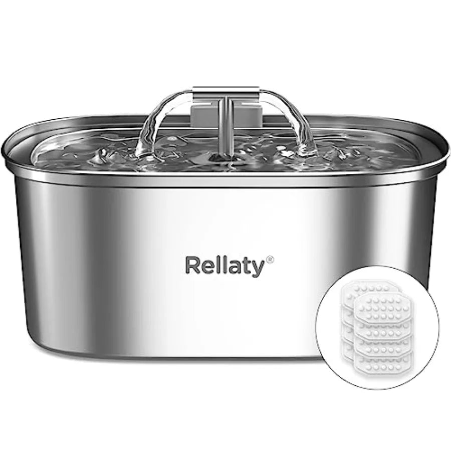 Cat Water Stainless Steel: 108oz/3.2L Drinking Foundatin for Cats Indoor Automatic Dog Water Dispenser Bowl - Cat Feeding and W