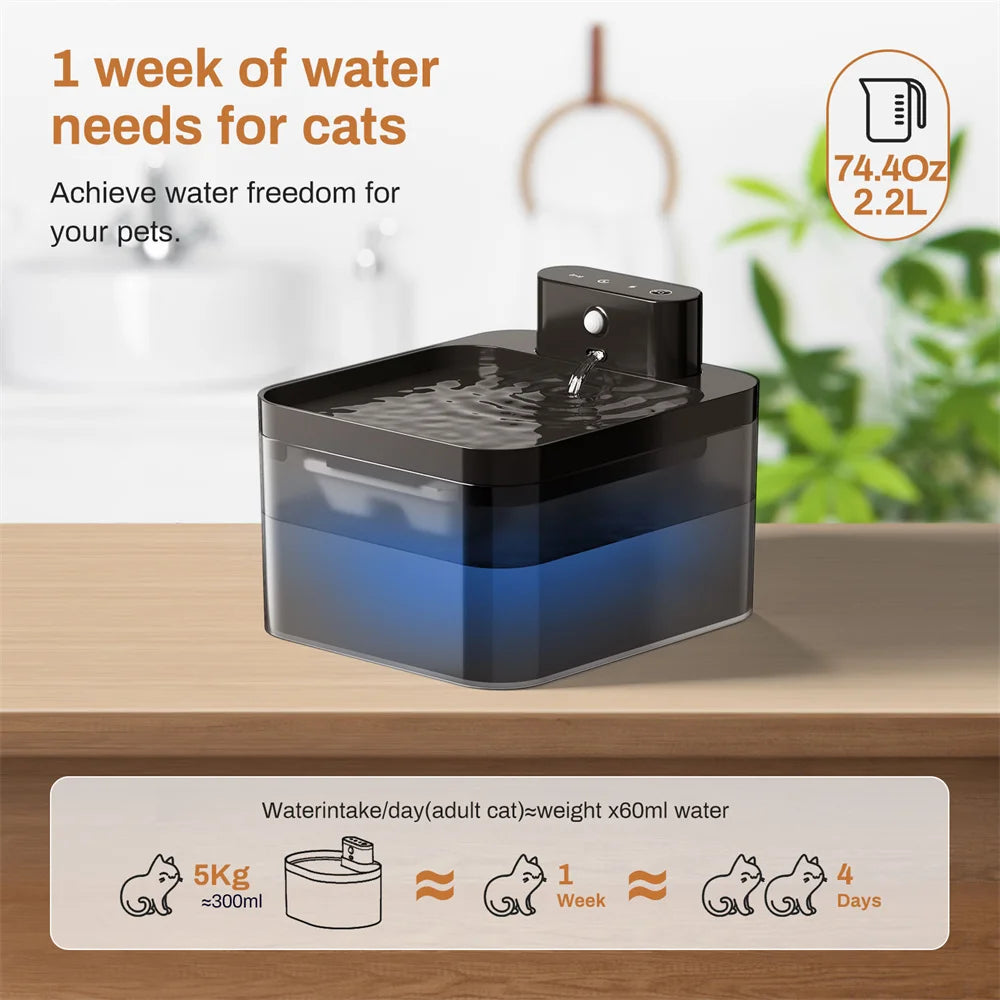 🐱 Fuente de agua automática para gatos con sensor | Inalámbrica, silenciosa y filtrada ⭐ 4.8/5 (2.000+ clientes)