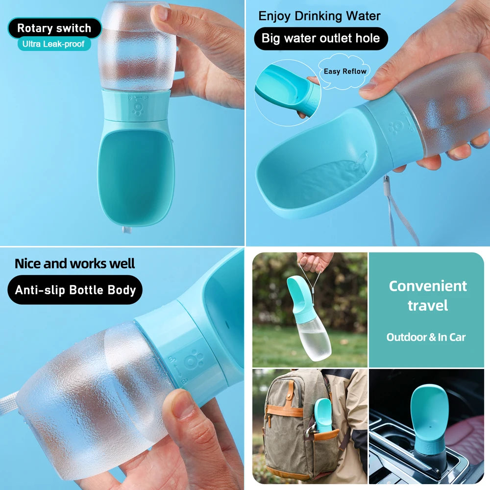 🐶 Botella de agua portátil para perros 300ml / 500ml – Ideal para paseos largos y viajes