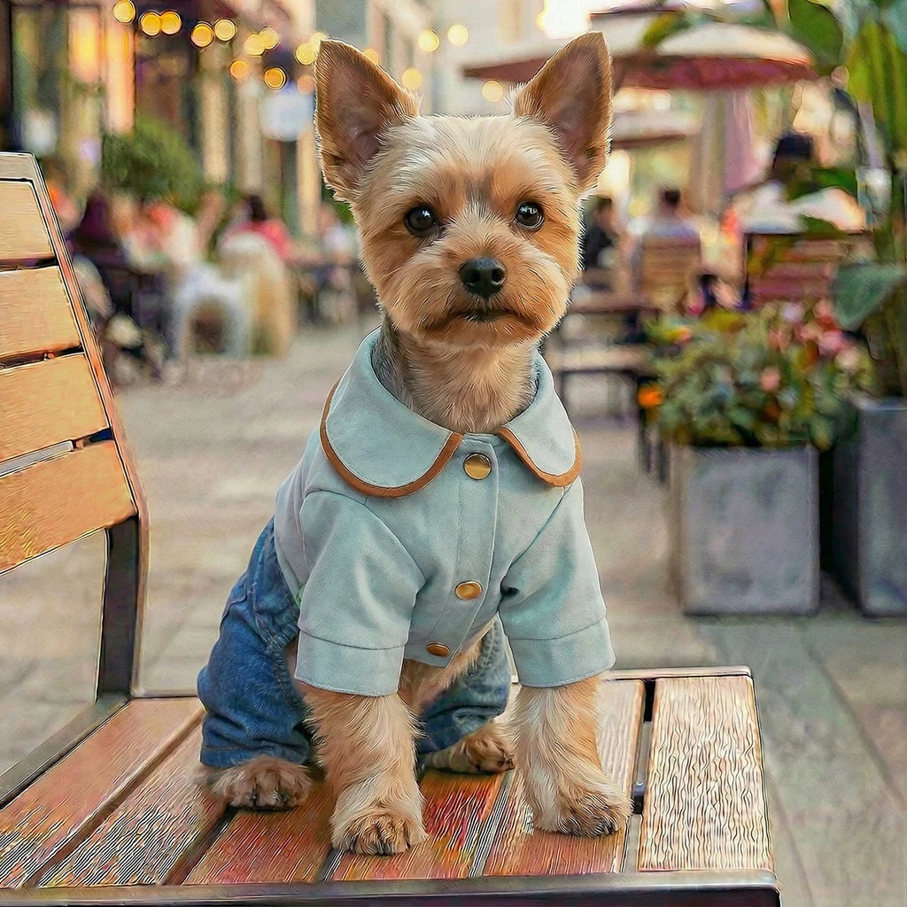 🐶 Ropa vaquera para perros estilo overall | Cómoda, transpirable y look moderno ⭐ 4.8/5 (1.200+ clientes)