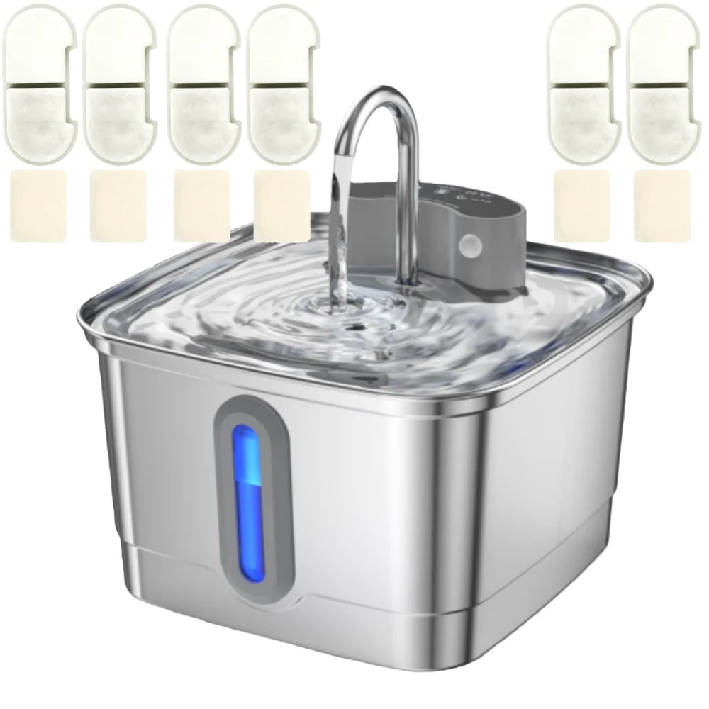 🐱 Fuente de agua automática para gatos de acero inoxidable | Inalámbrica, silenciosa y con sensor ⭐ 4.8/5 (2.300+ clientes)