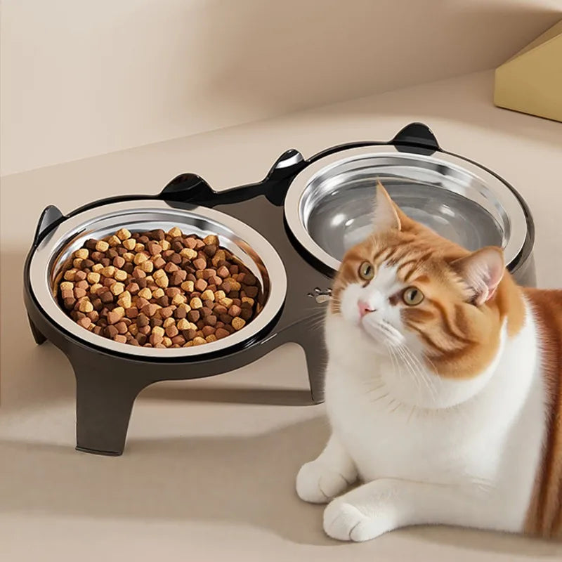 🐱 Comedero de acero inoxidable para gatos | Antivuelco, higiénico y fácil de limpiar ⭐ 4.7/5 (900+ clientes)