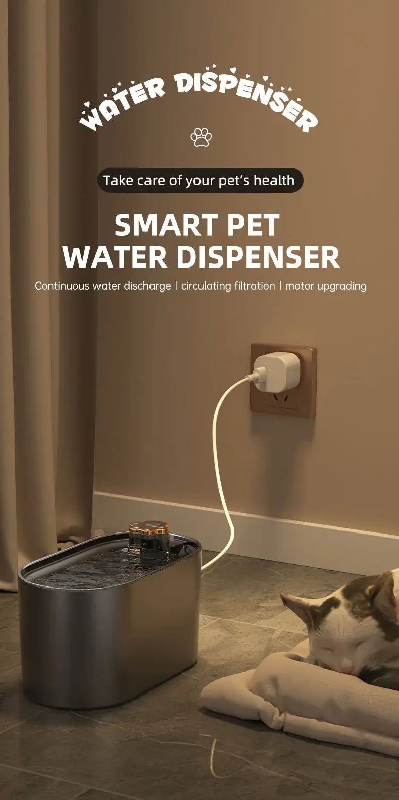 3L Automatic Cat Water Fountain Large Capacity Silent Pet Water Dispenser Circulating Filter Kitten Drinking Feeder Pet Supplies