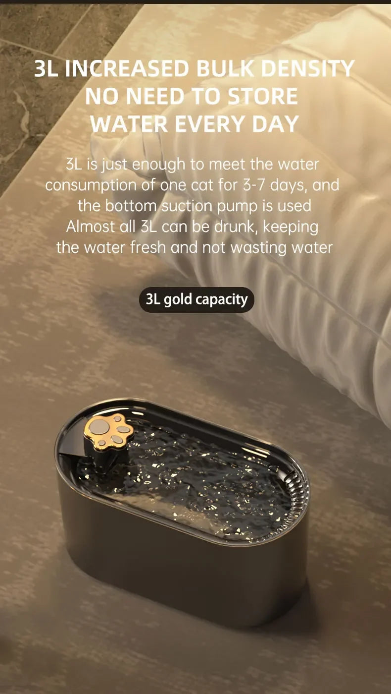 3L Automatic Cat Water Fountain Large Capacity Silent Pet Water Dispenser Circulating Filter Kitten Drinking Feeder Pet Supplies