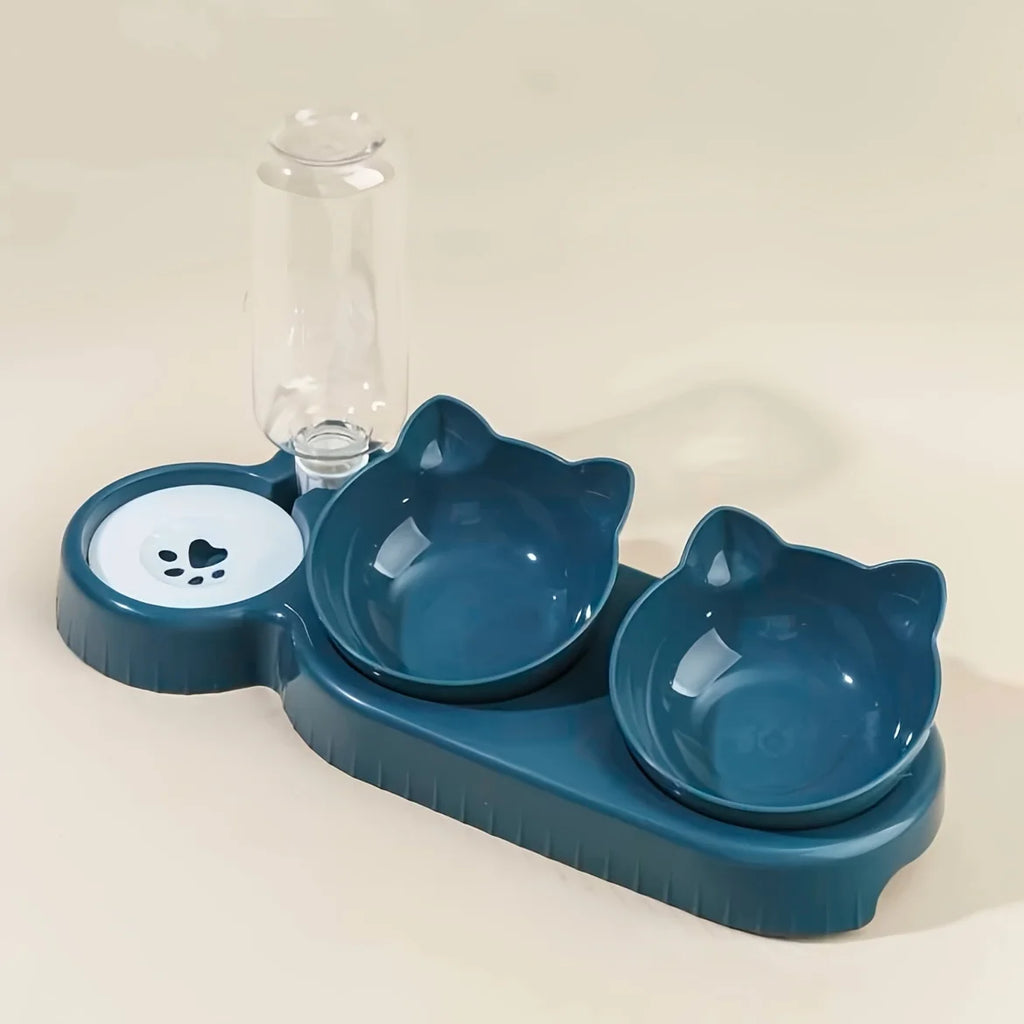 🐱 Comedero 3 en 1 para gatos con dispensador de agua | Antivuelco, inclinado y cómodo ⭐ 4.8/5 (1.500+ clientes)