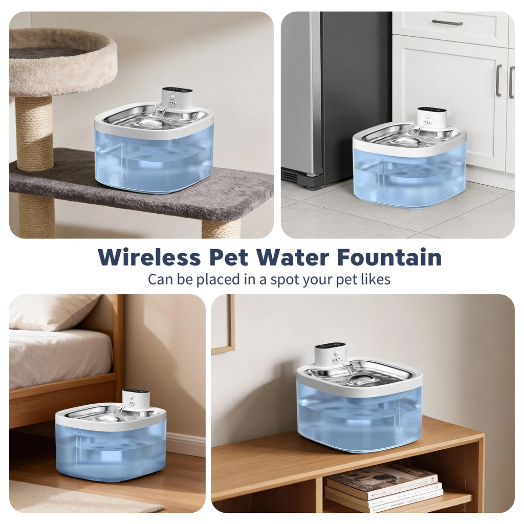 Wireless Smart Pet Water Dispenser, Automatic Pet Water Fountain, with Filte and Silent Pumpr , for Dog Cat Essentials 3.5L