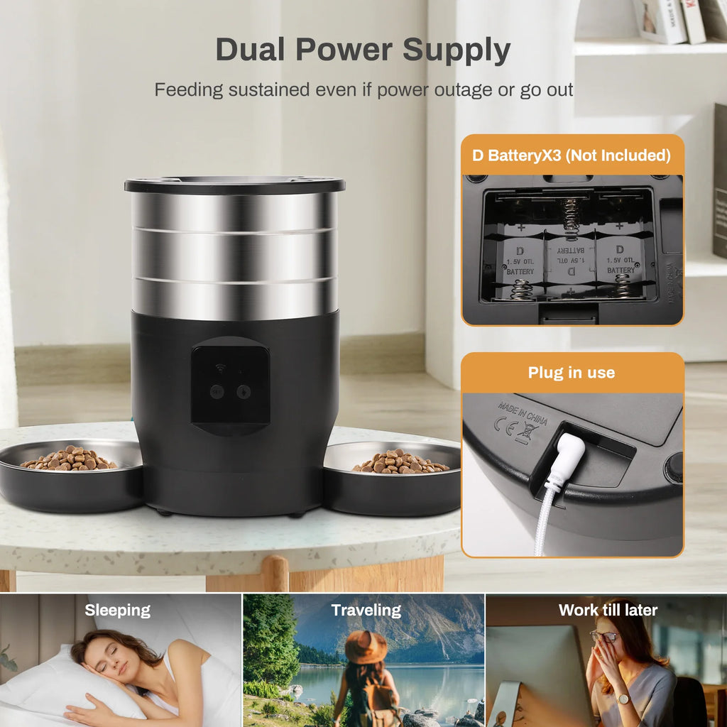 4.5L TuYa APP Automatic Pet Water Fountain Feeder Button Version Auto Cat Drink Smart Dispenser For Cats Dog Dry Food Bowl