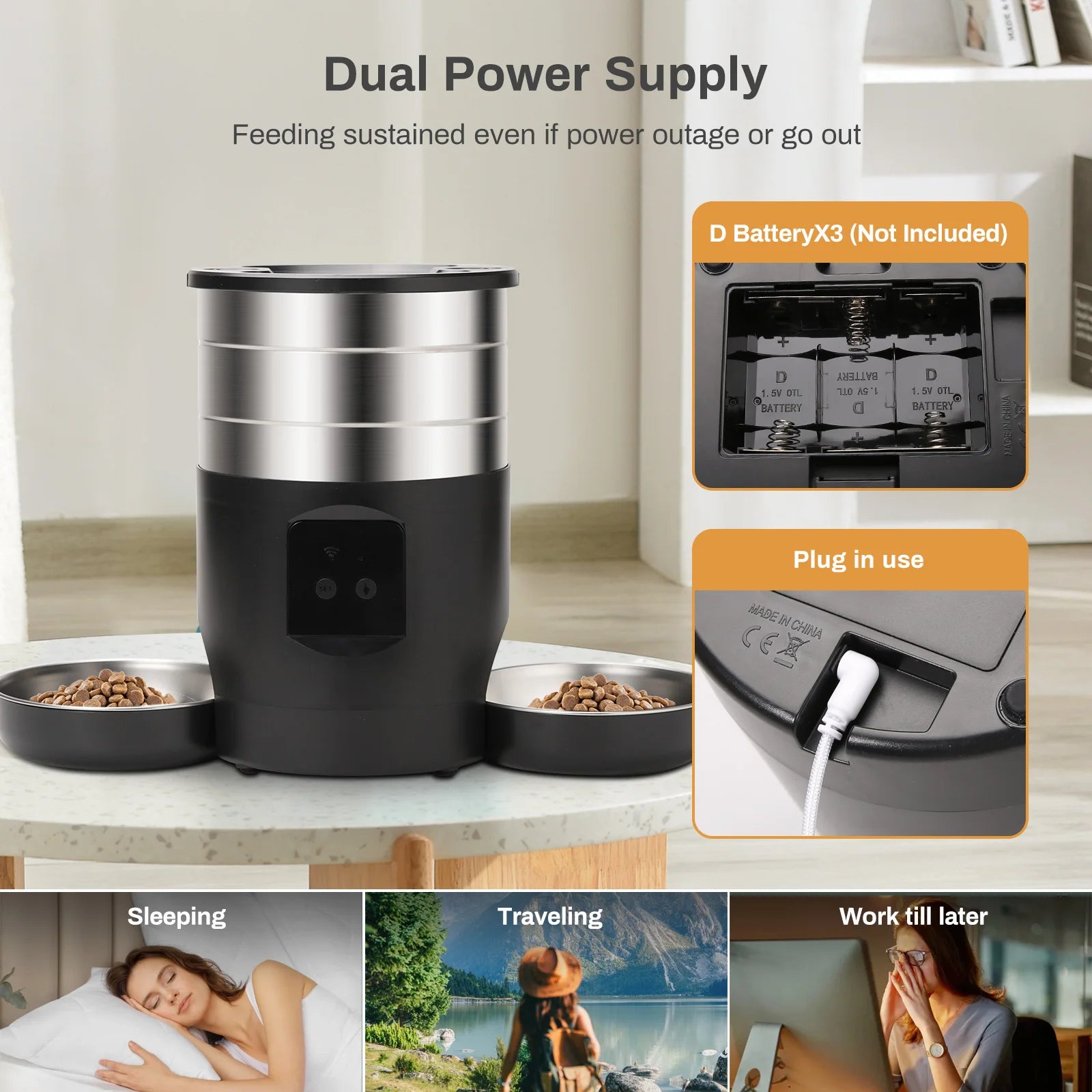 4.5L TuYa APP Automatic Pet Water Fountain Feeder Button Version Auto Cat Drink Smart Dispenser For Cats Dog Dry Food Bowl