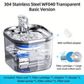 2L Stainless Steel Smart Pet Water Dispenser Auto Circulates Flowing Water Water Cats Dog Drinking Bowl Visual Level 5000mAh