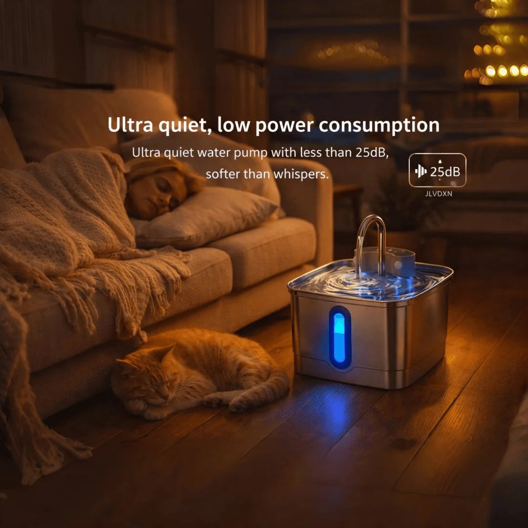 🐱 Fuente de agua automática para gatos de acero inoxidable | Inalámbrica, silenciosa y con sensor ⭐ 4.8/5 (2.300+ clientes)