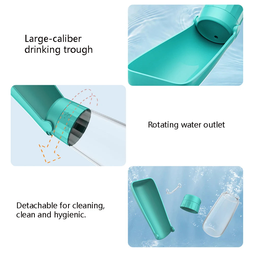 🐶 Botella portátil para perros con sistema anti-fugas – Hidratación fácil en cualquier paseo