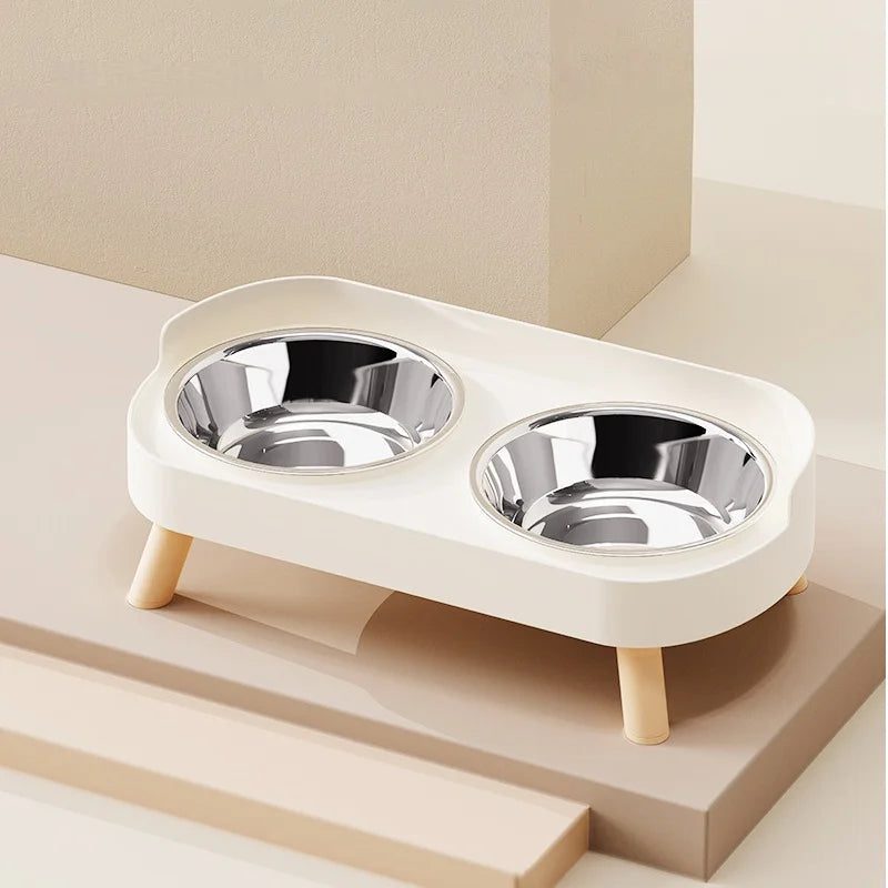 🐱 Comedero doble elevado para gatos de acero inoxidable | Antivuelco, cómodo y limpio ⭐ 4.8/5 (1.700+ clientes)