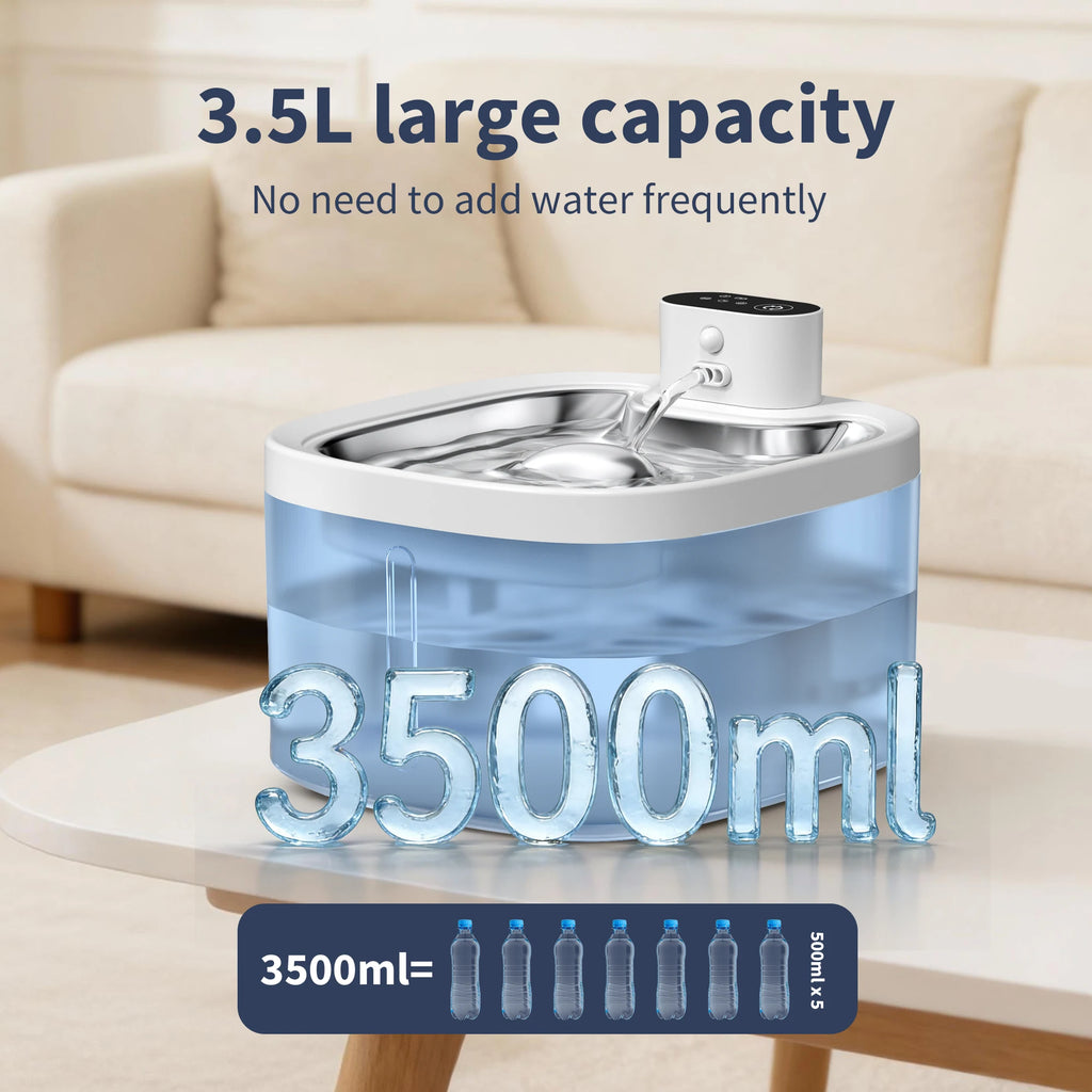 Wireless Smart Pet Water Dispenser, Automatic Pet Water Fountain, with Filte and Silent Pumpr , for Dog Cat Essentials 3.5L