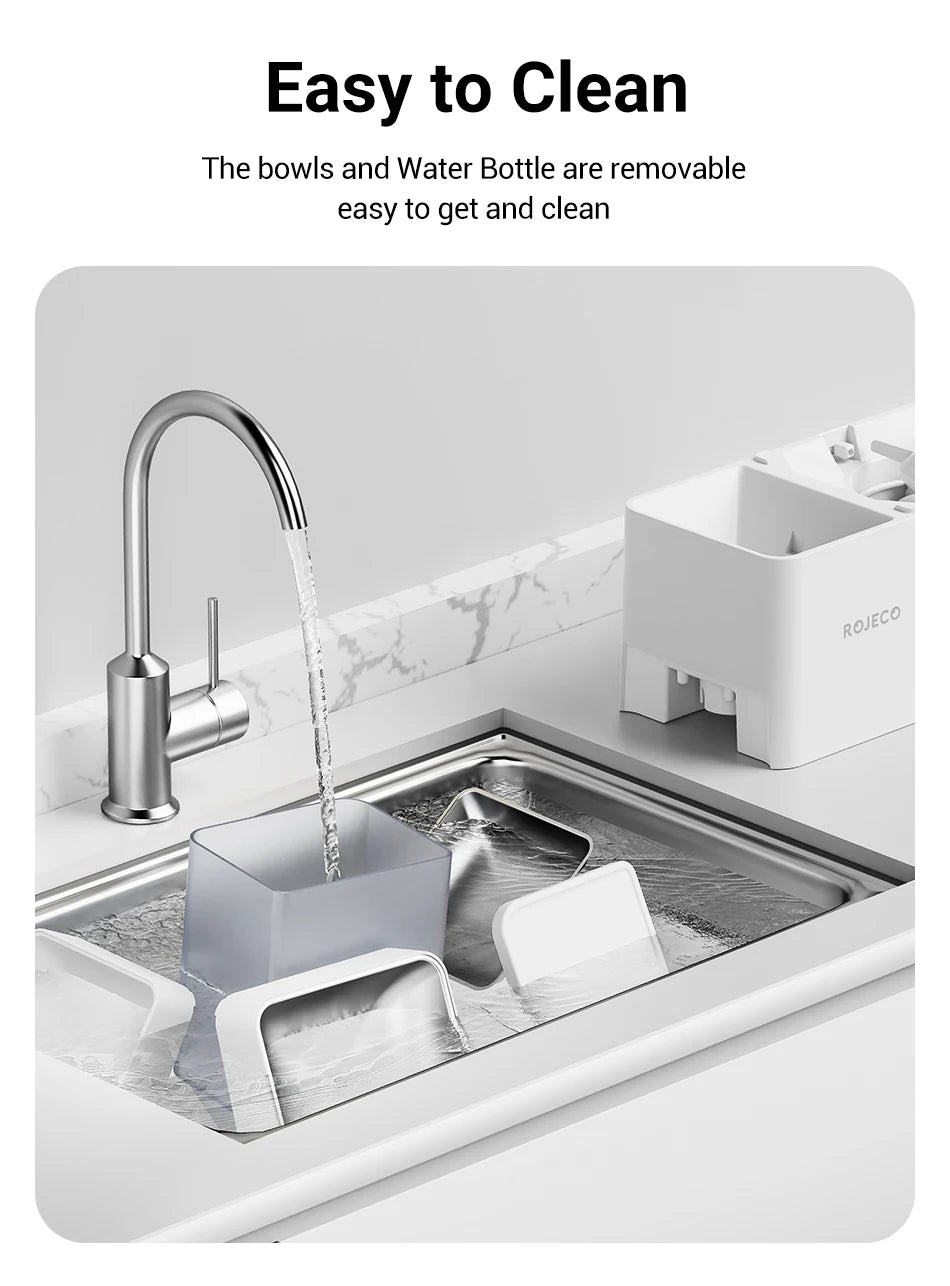 ROJECO 8.5L Automatic Pet Feeder Water Fountain WIFI APP Remote Control Smart Dog 5L Food Dispenser 3.5L Gravity Water Drinker ﻿