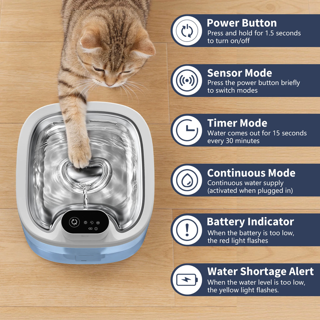 Wireless Smart Pet Water Dispenser, Automatic Pet Water Fountain, with Filte and Silent Pumpr , for Dog Cat Essentials 3.5L