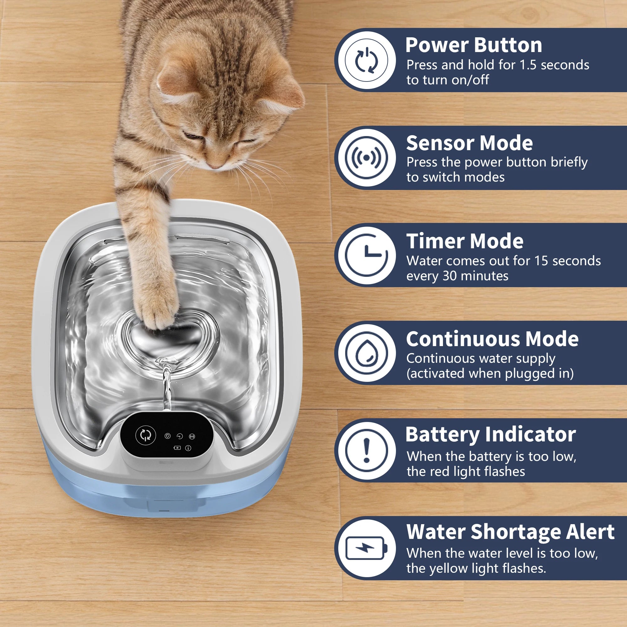 Wireless Smart Pet Water Dispenser, Automatic Pet Water Fountain, with Filte and Silent Pumpr , for Dog Cat Essentials 3.5L
