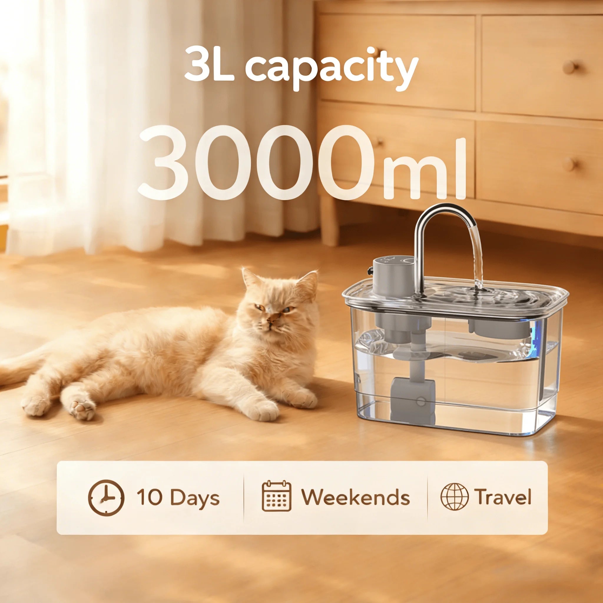 🐱 Fuente de agua automática para gatos de acero inoxidable | Inalámbrica, silenciosa y con sensor ⭐ 4.8/5 (2.300+ clientes)