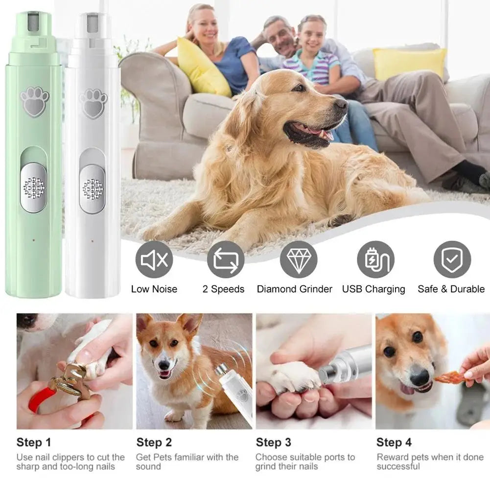 🐶 Lima eléctrica para uñas de perros | Sin dolor y sin cortes ⭐ 4.8/5 (1.200+ clientes)